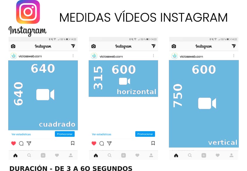 Medidas fotos y vídeos Instagram en cm y px